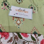 Light Green Top With White Printed Bottom Cotton Suit With Mulmul Dupatta